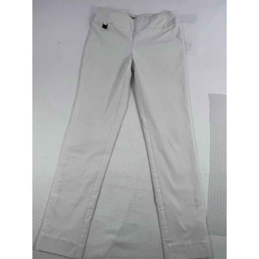 Lisette L Montreal Womens White Straight Leg Pull On Pants Size 4 Stretch 801